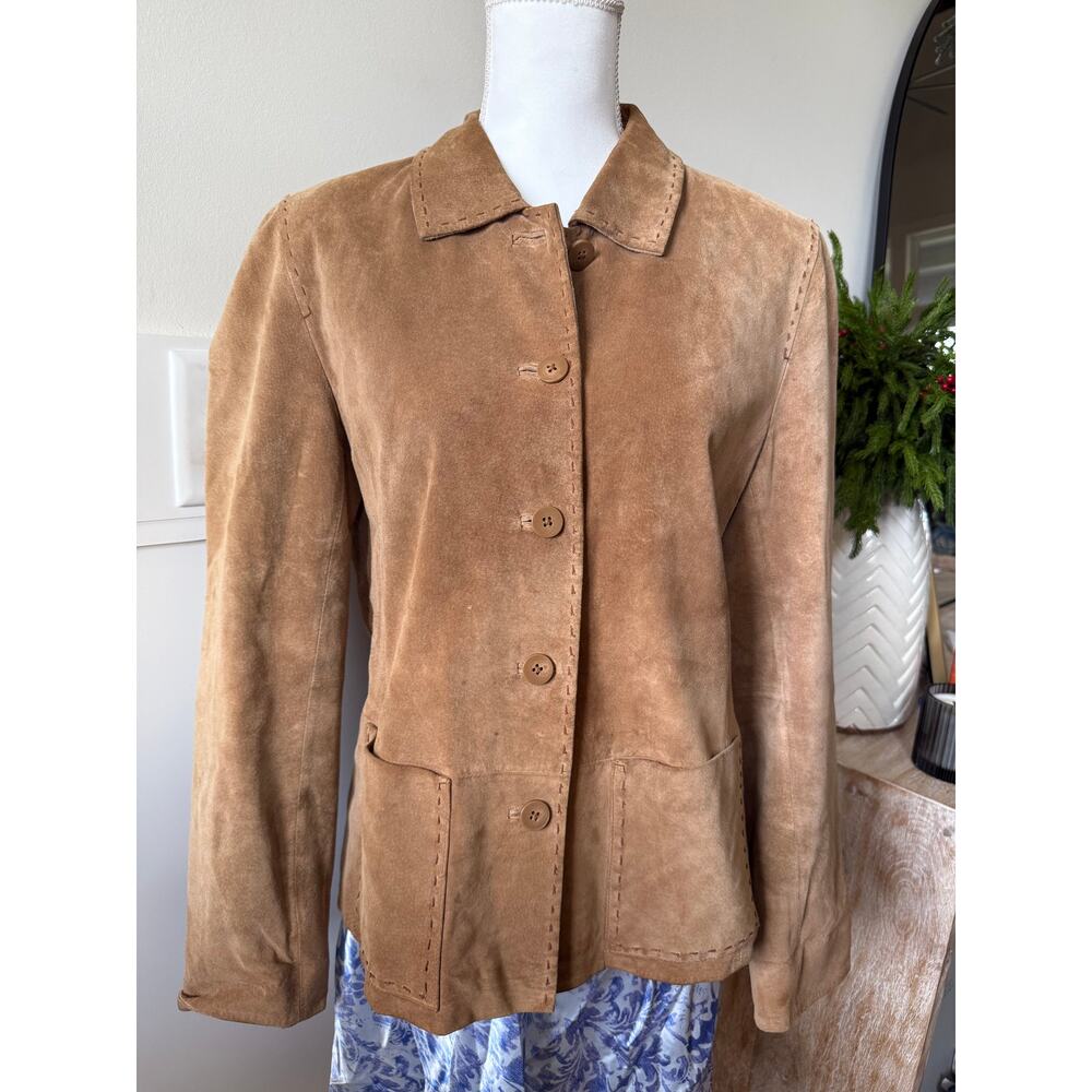 Brown Suede Button Up Jacket - image 2